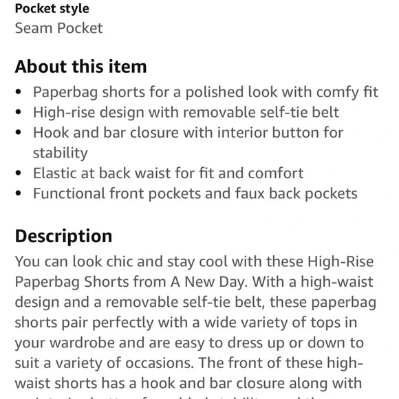 A New Day Paper Bag Waist Shorts Size XS - Picture 7 of 7